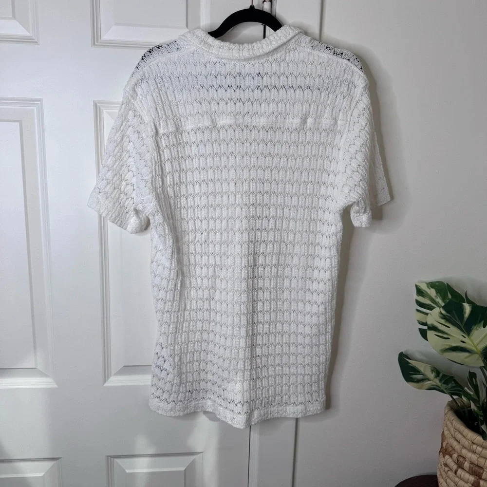 Superdry Men’s Superdry Knitted texture shirt in ecru crochet - Picture 4 of 9